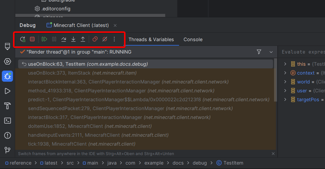 Debug controls