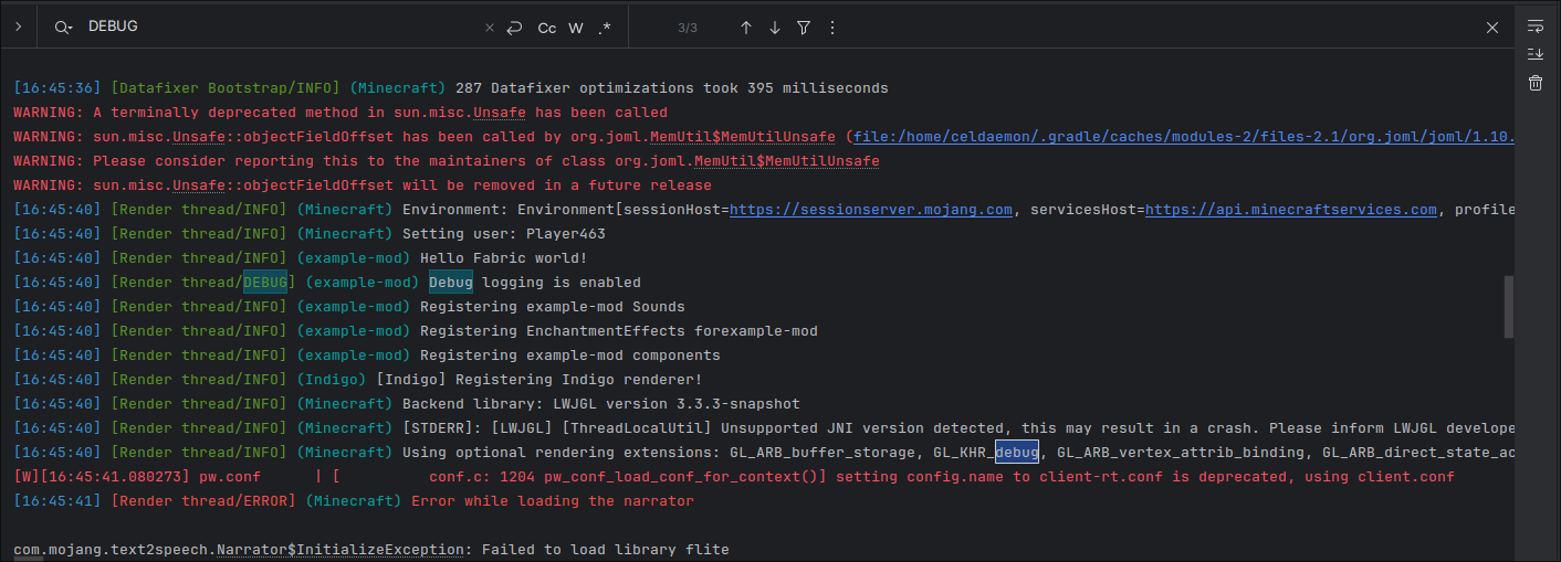 显示调试日志条目的控制台
