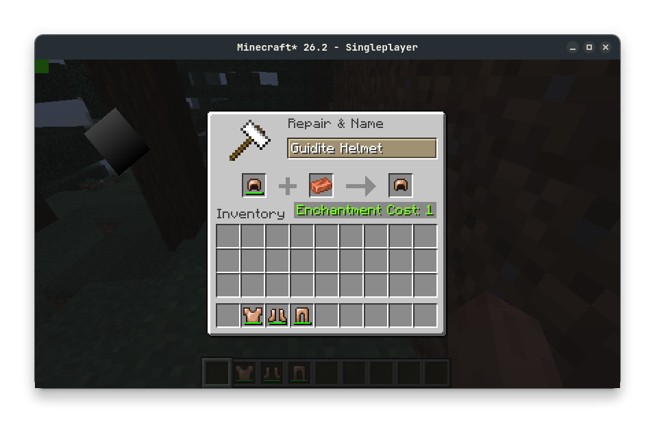 Repairing Guidite Armor in an Anvil
